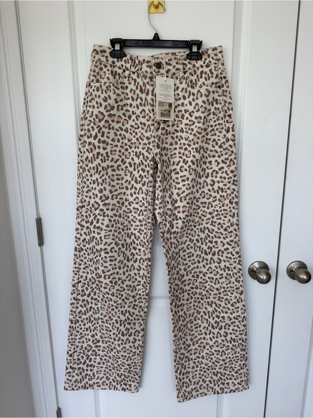 Sezane wide Leg Leo blond Leopard Print Wide-Leg Pants in Beige and Brown